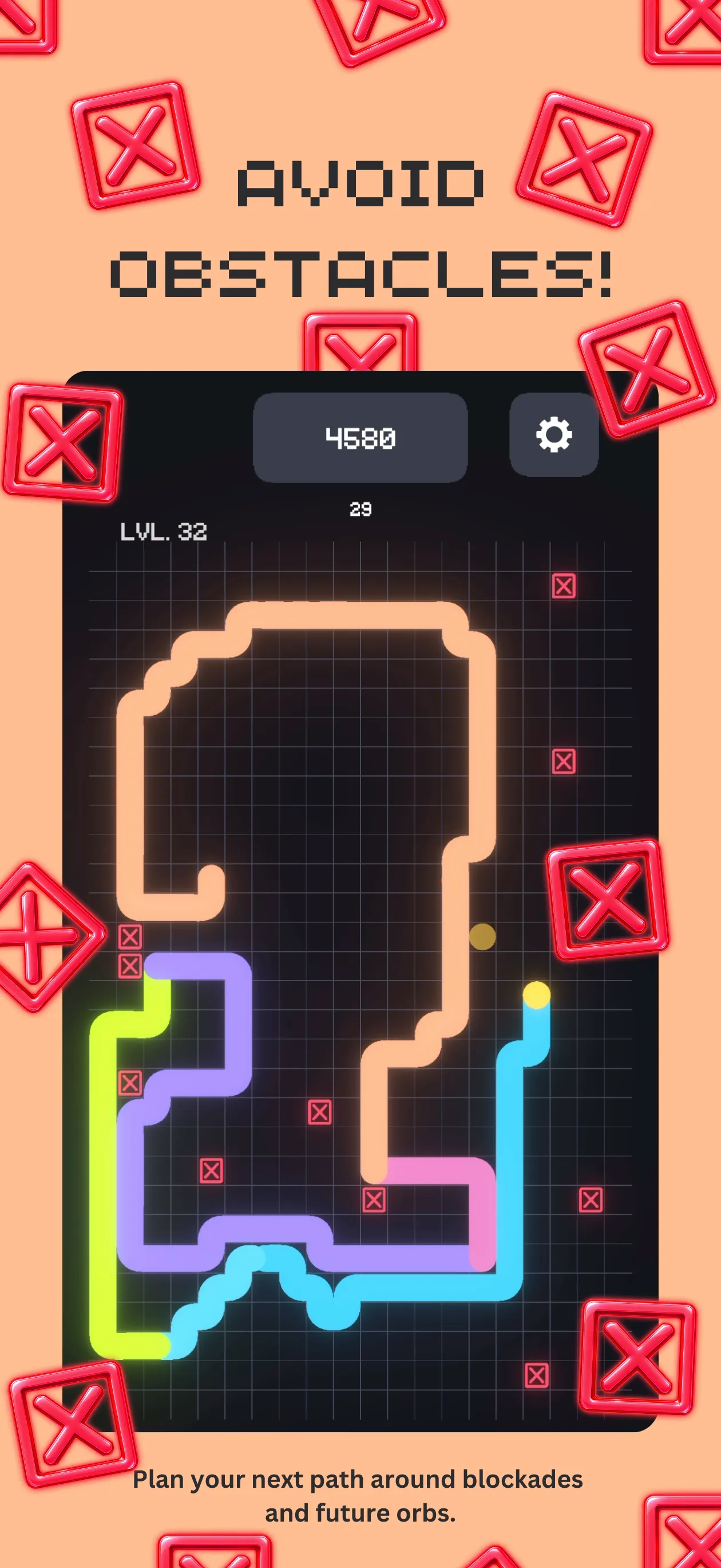 Gameplay board with blockade obstacles